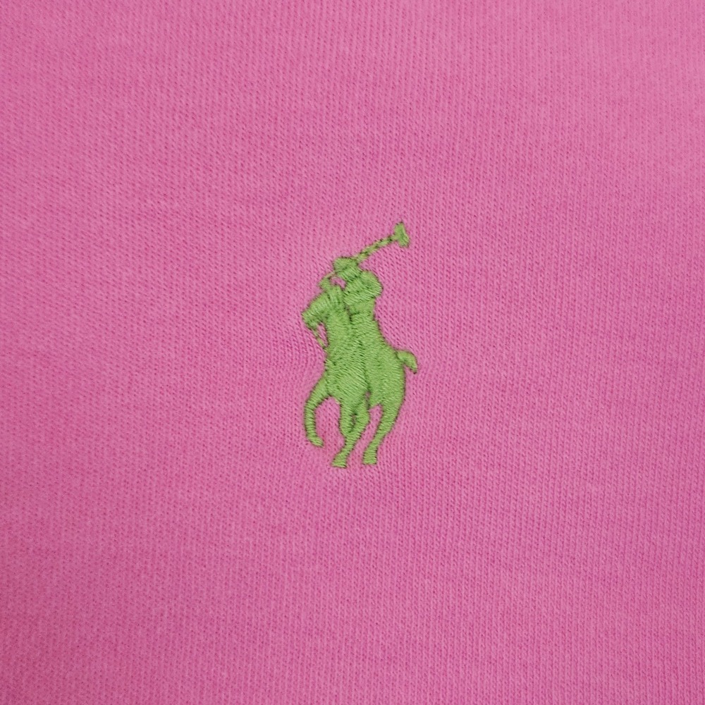 Polo Ralph Lauren Mens Pink Custom Fit Short Sleeve Polo Shirt Green Pony Size M - Picture 2 of 9